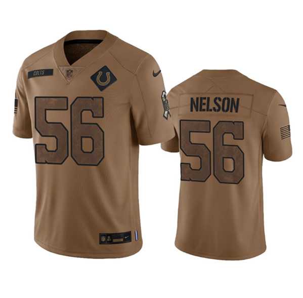Men%27s Indianapolis Colts #56 Quenton Nelson 2023 Brown Salute To Sertvice Limited Football Stitched Jersey Dyin